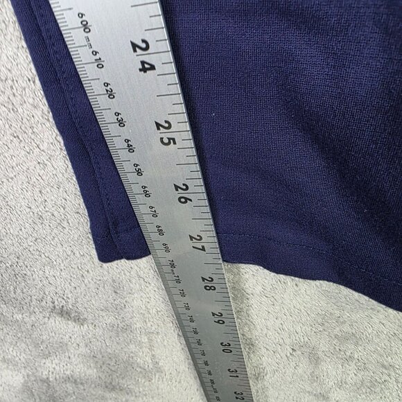 Womens Michael Kors Navy Stretch Pants Viscose Blend Gold Button Slim Fit Size L - Picture 9 of 11